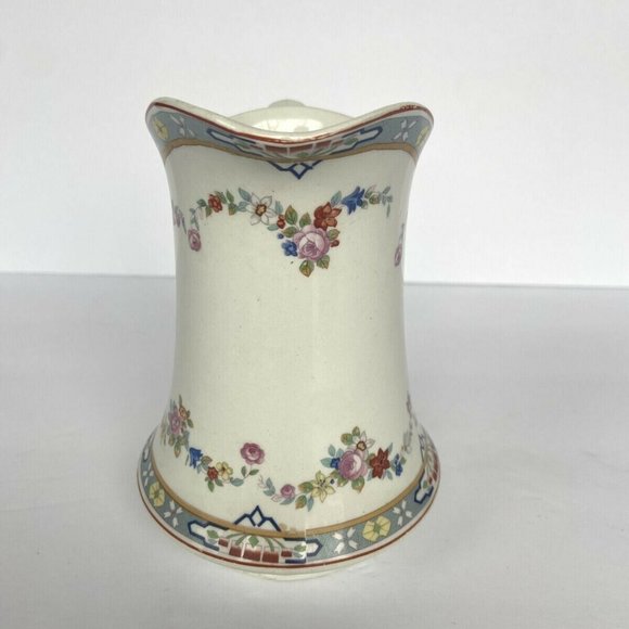 1920's W. H. Grindley England Dresden Pink Rose Print Art Deco Dairy Pitcher - Picture 3 of 10